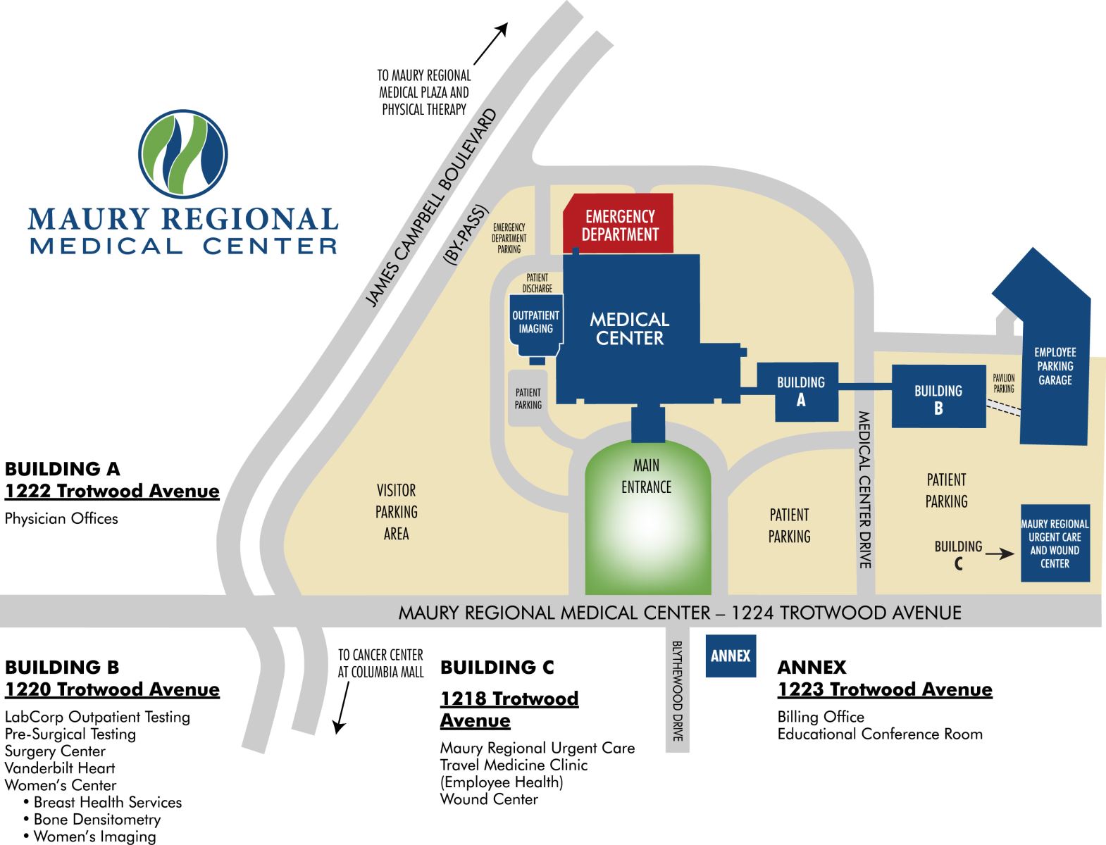 Maury Regional Medical Center Campus Map