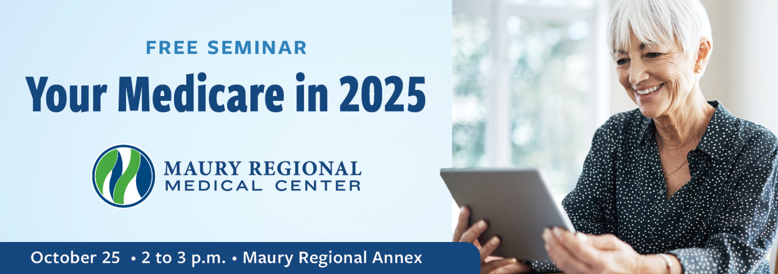 Text reads, "Free Seminar: Your Medicare in 2025."